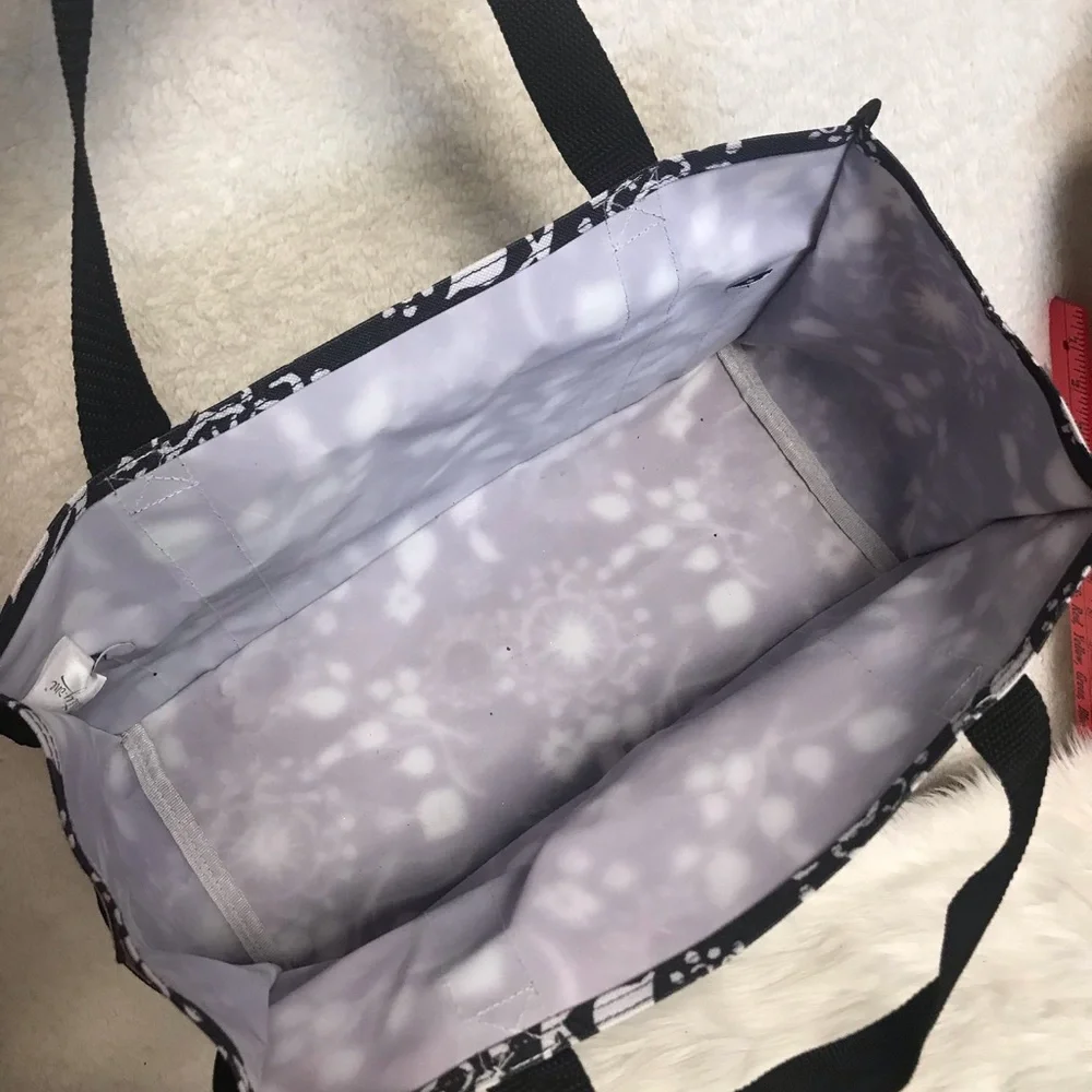 thirty-one Black and White Floral Tote with Dual Straps